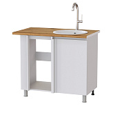 Шкаф нижний угловой мойка прямой угол ПУМП кухня Плейона без столешницы (Белый)