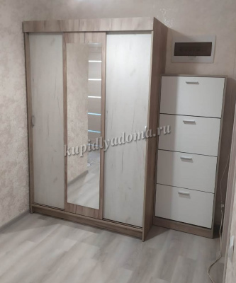Шкаф-купе Басса ШКК-551 (Дуб крафт белый/Дуб крафт серый)