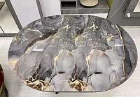 Стол обеденный раздвижной Арчи-2 1.0 (Мрамор 584/Опоры черные)