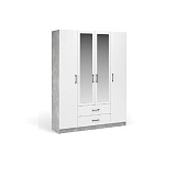 Шкаф 4д 2ящ. с зеркалом Чикаго (Ателье светлый/Белый)