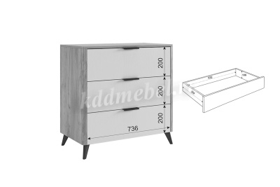 Комод Адам (Дуб крафт золотой/Белое дерево)