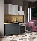 Кухня Кантри 1,0 (Бетон светлый/Бетон темный/Столешница Дуб вотан)