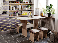 Обеденная группа Бон тип 4 (Дуб молочный/Шоколад/Бежевый) к/з