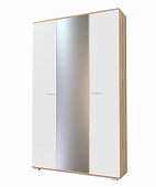 Шкаф трехстворчатый с зеркалом Италия (Дуб сонома/Белый Глянец)
