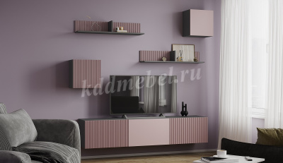 Полка навесная Сириния (Серый графит/Пудра)