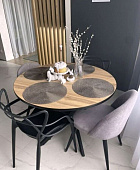 Стол обеденный раздвижной пластик Арчи-2 0.9 (Дуб вотан/Опоры черные)