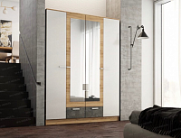 Шкаф Адель 1.6 (Дуб вотан/Белый гладкий/Цемент темный)