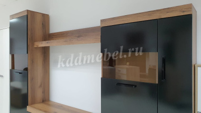 Гостиная Бастон (Дуб делано/Черный глянец)